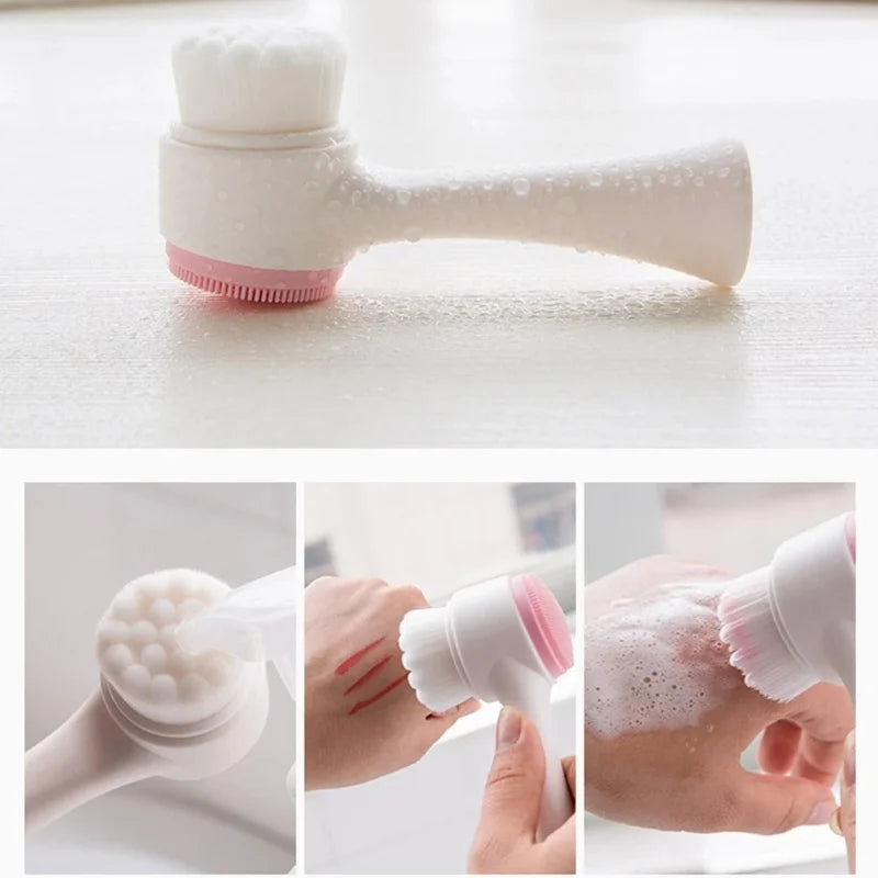 Double Sided Silicone Facial Cleansing Brush Exfoliator Massager