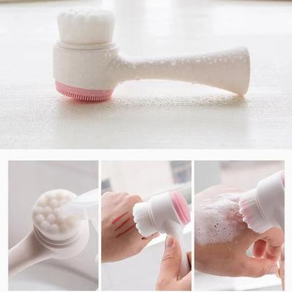 Double Sided Silicone Facial Cleansing Brush Exfoliator Massager