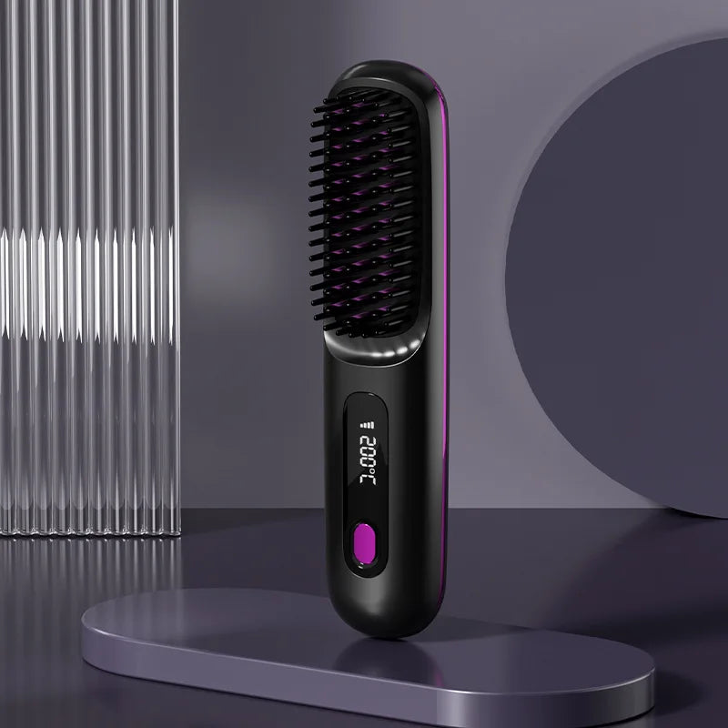 Wireless Negative Ion Portable Hair Straightening Comb Brush