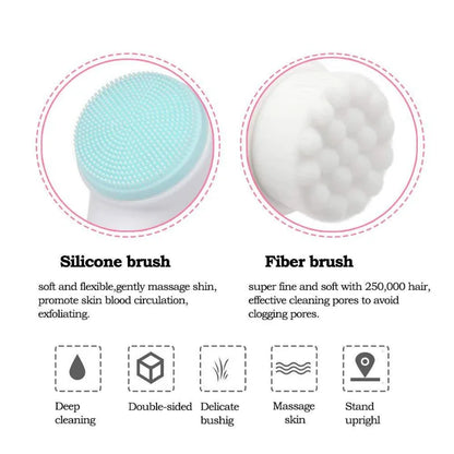 Double Sided Silicone Facial Cleansing Brush Exfoliator Massager