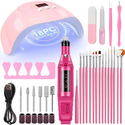 USB Electric Nail Drill LED Manicure Tool Kit