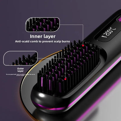 Wireless Negative Ion Portable Hair Straightening Comb Brush