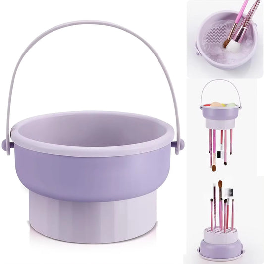 Makeup Brush Cleaning Bowl Silicone Drying Storage Set