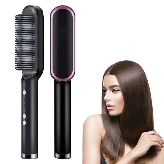 Ceramic Hair Straightener Brush Fast Heating Tool