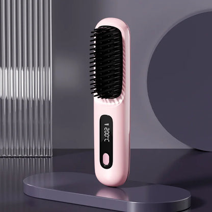 Wireless Negative Ion Portable Hair Straightening Comb Brush