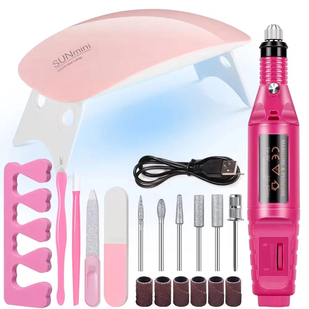 USB Electric Nail Drill LED Manicure Tool Kit