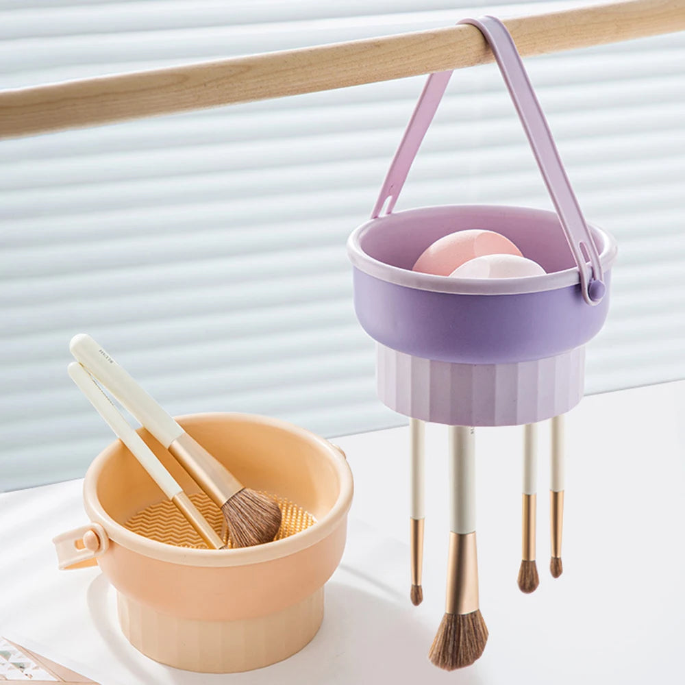 Makeup Brush Cleaning Bowl Silicone Drying Storage Set
