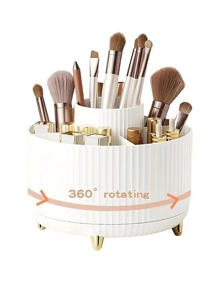 Rotating Makeup Organizer Five Compartment Cosmetic Storage Holder