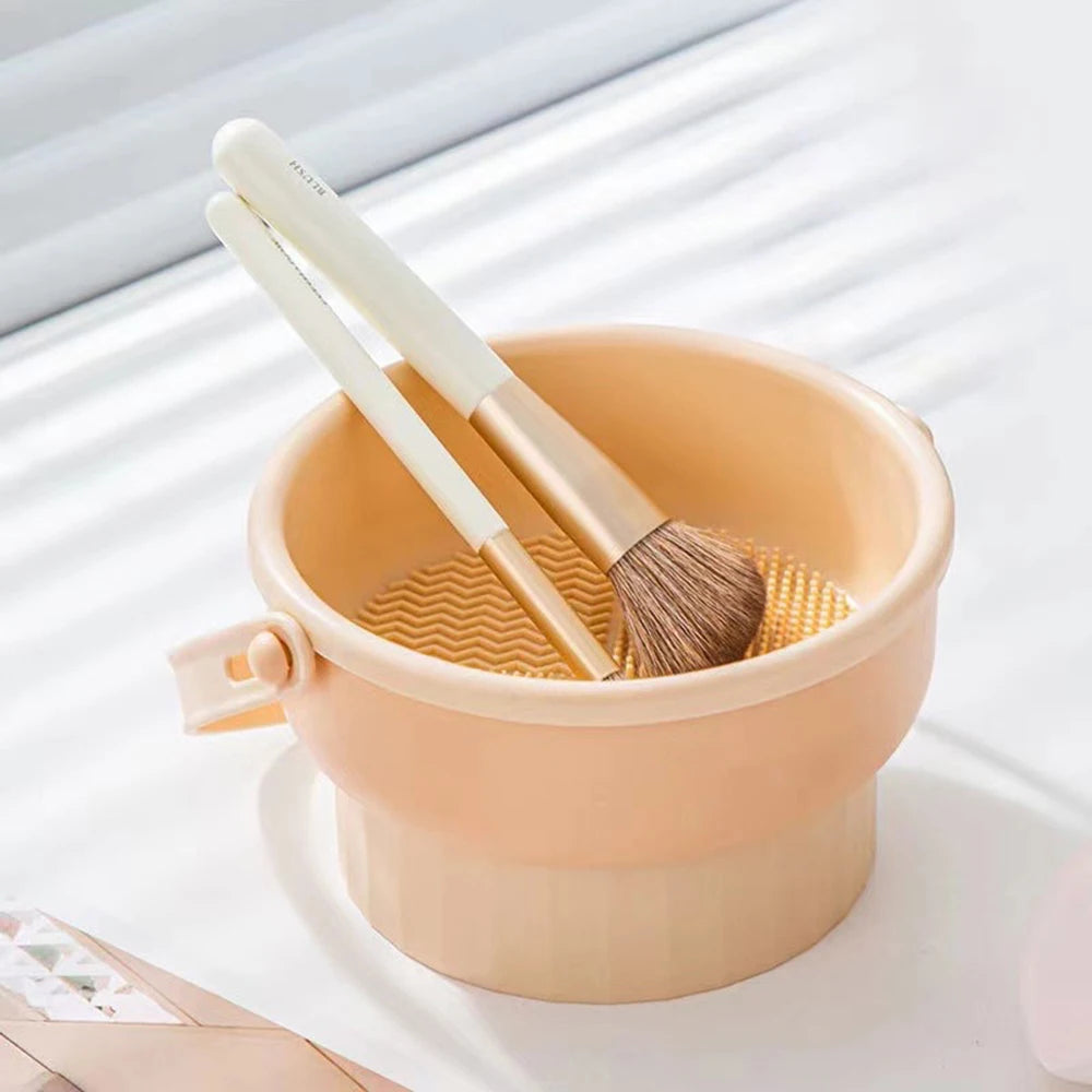 Makeup Brush Cleaning Bowl Silicone Drying Storage Set