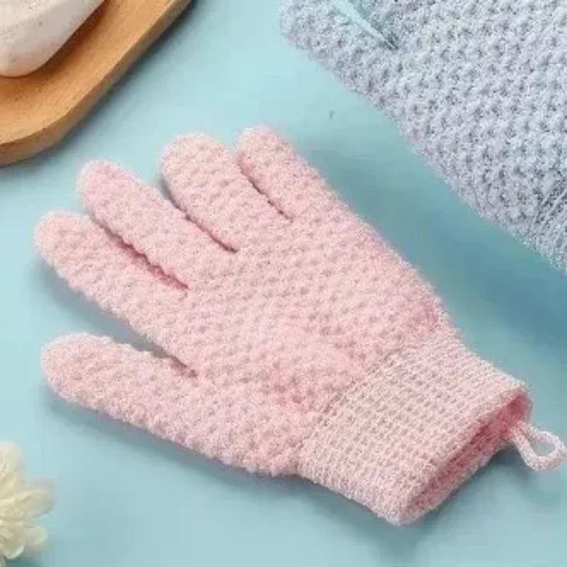 Five Finger Exfoliating Shower Gloves Rubbing Bath Scrub