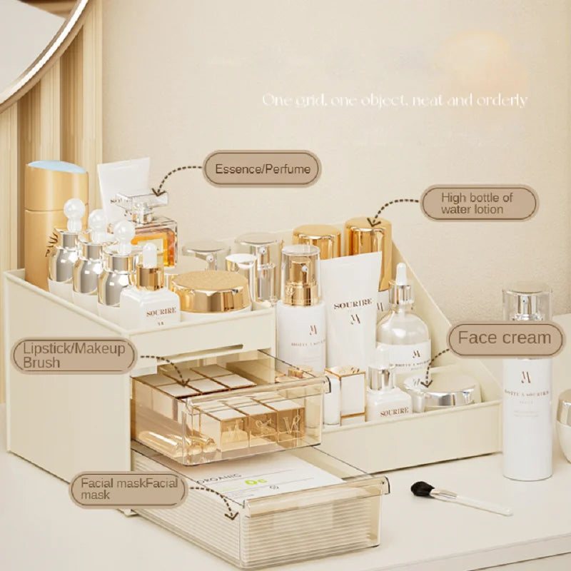 Reusable Desktop Cosmetic Organizer Drawer Lipstick Display Shelf