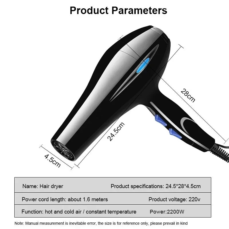 Professional Ionic Hair Dryer Foldable Hot Cold Blower