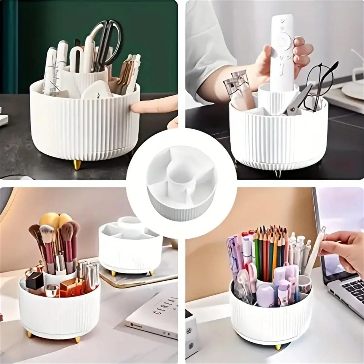 Rotating Makeup Organizer Five Compartment Cosmetic Storage Holder