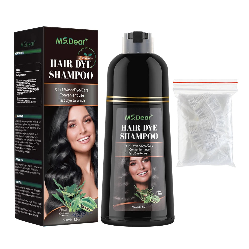 3 In 1 Black Hair Dye Shampoo Care