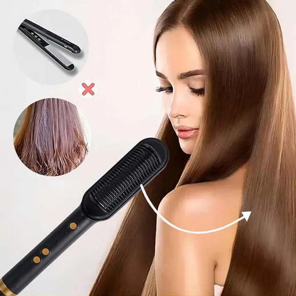 Ceramic Hair Straightener Brush Fast Heating Tool