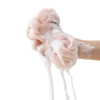 Flower Mesh Shoulder Back Scrubber Exfoliating Bath Sponge