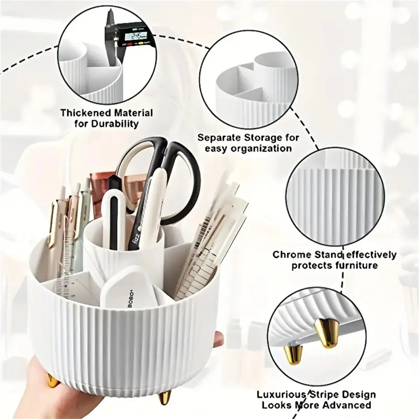 Rotating Makeup Organizer Five Compartment Cosmetic Storage Holder