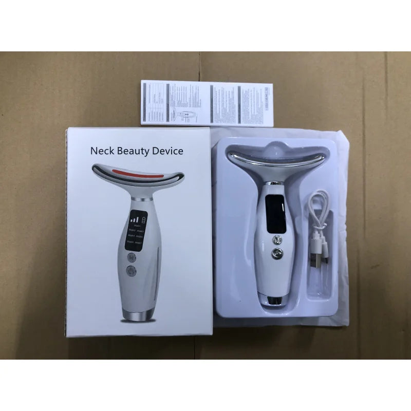 LED Face Neck Massager Light Therapy Beauty Device