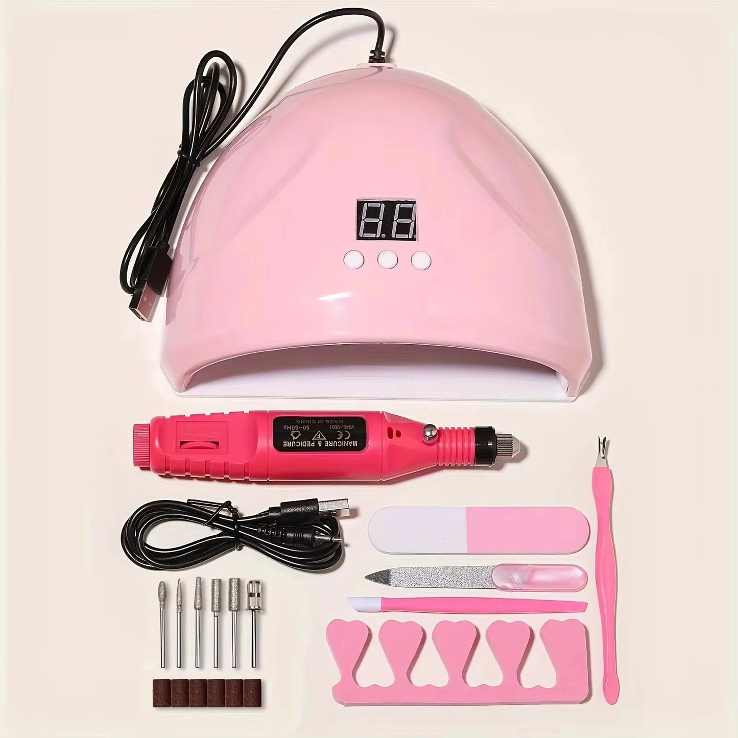 USB Electric Nail Drill LED Manicure Tool Kit
