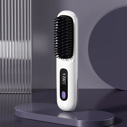Wireless Negative Ion Portable Hair Straightening Comb Brush