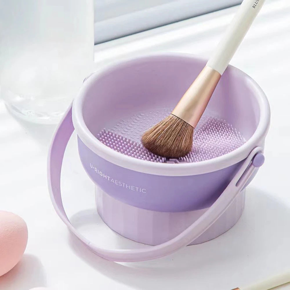 Makeup Brush Cleaning Bowl Silicone Drying Storage Set