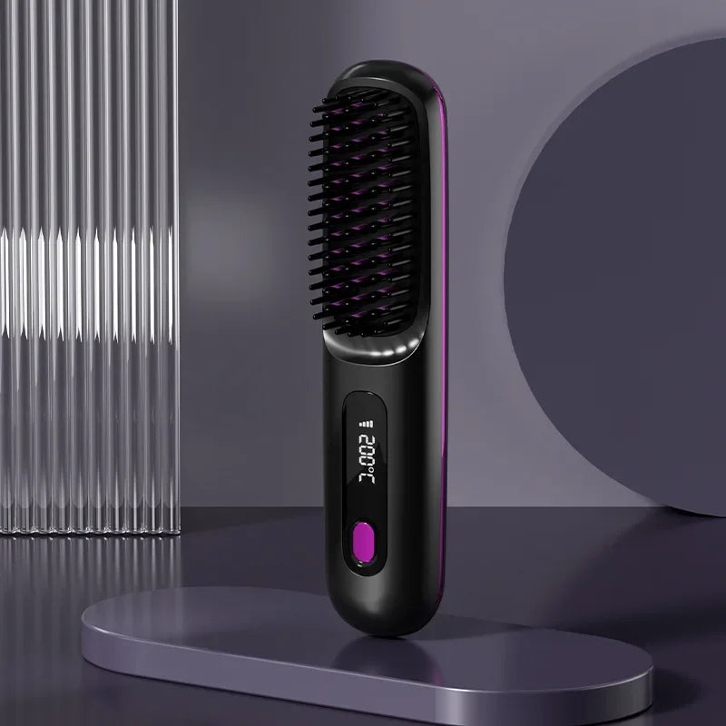 Wireless Negative Ion Portable Hair Straightening Comb Brush
