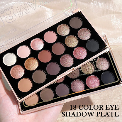 Eighteen Color Earth Tone Long Lasting Waterproof Eyeshadow Makeup Palette