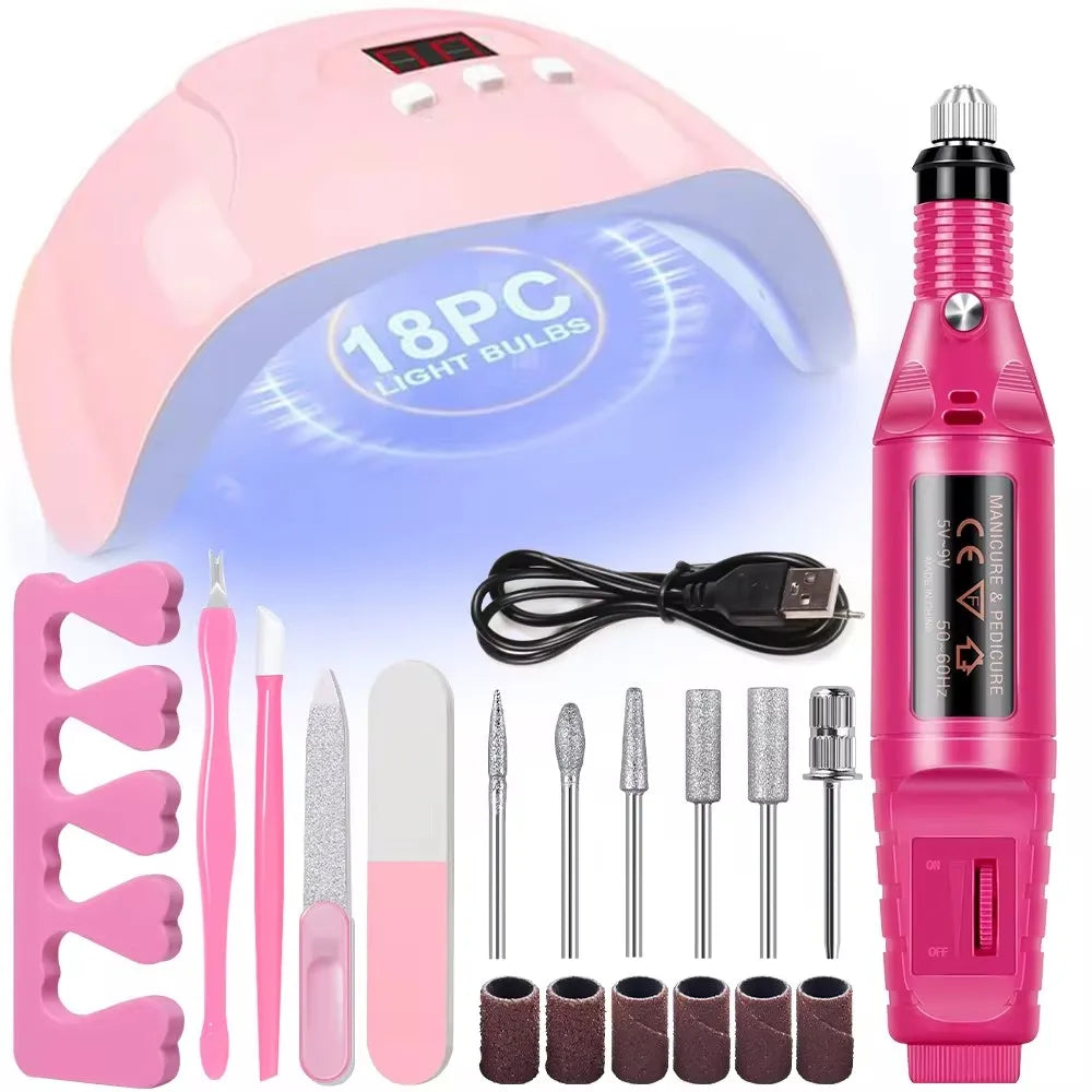 USB Electric Nail Drill LED Manicure Tool Kit