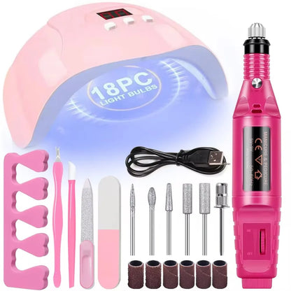 USB Electric Nail Drill LED Manicure Tool Kit
