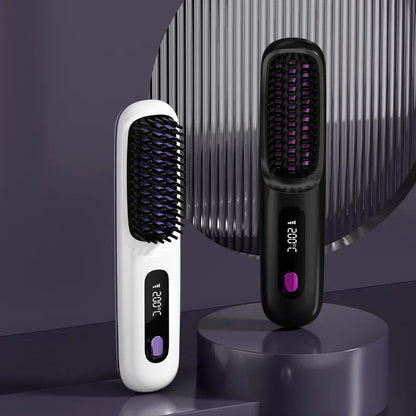Wireless Negative Ion Portable Hair Straightening Comb Brush