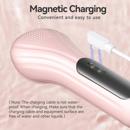 Electric Silicone Face Cleansing Brush Heated Vibrating Scrubber