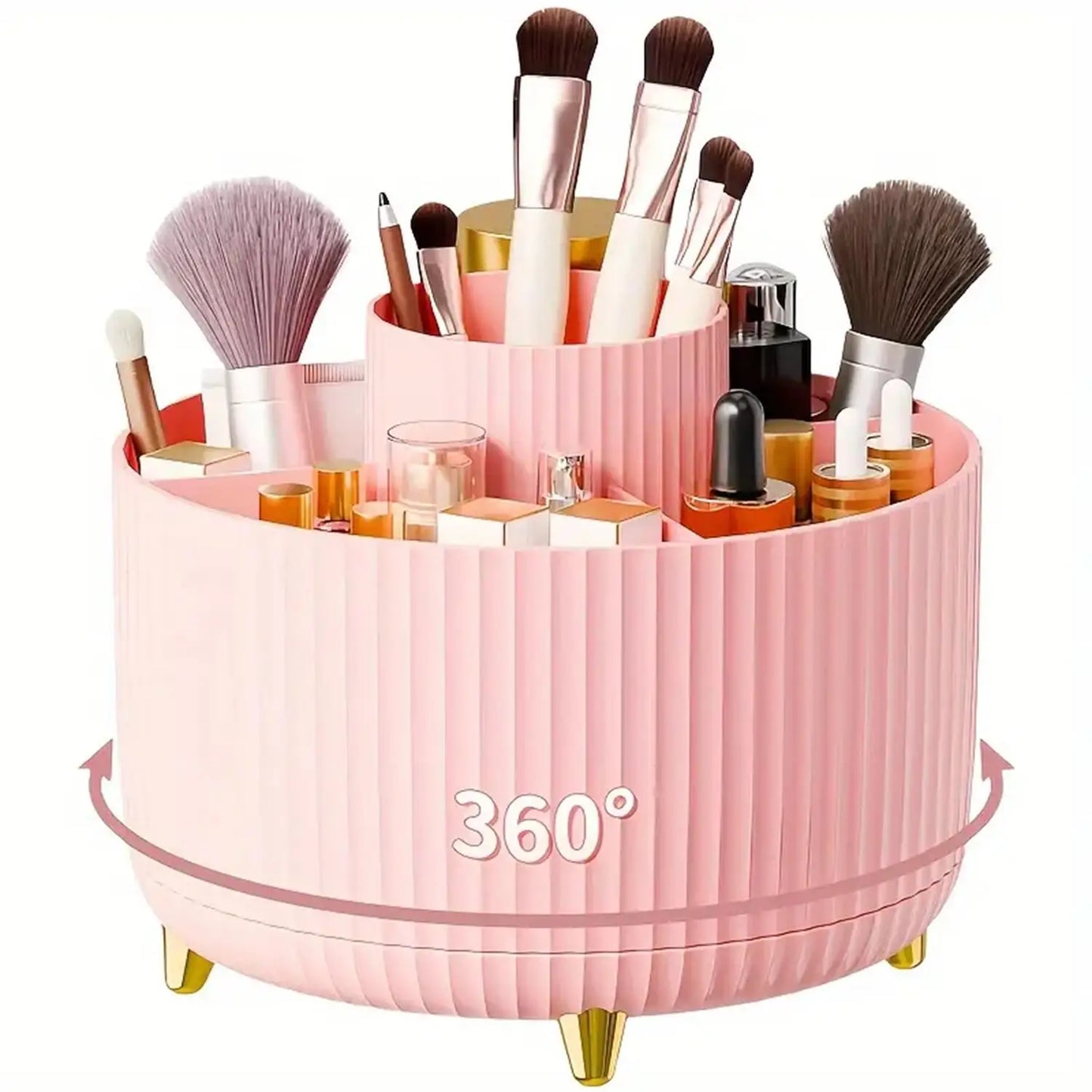 Rotating Makeup Organizer Five Compartment Cosmetic Storage Holder