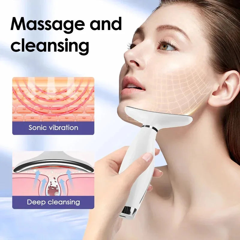 LED Face Neck Massager Light Therapy Beauty Device