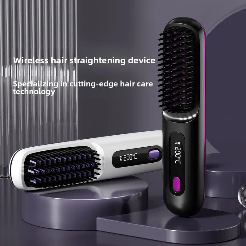 Wireless Negative Ion Portable Hair Straightening Comb Brush